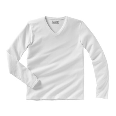 Camiseta de algodón biológico escote de pico manga larga