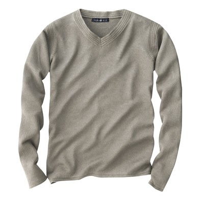 V-neck sweater with 55% linen, 45% cotton