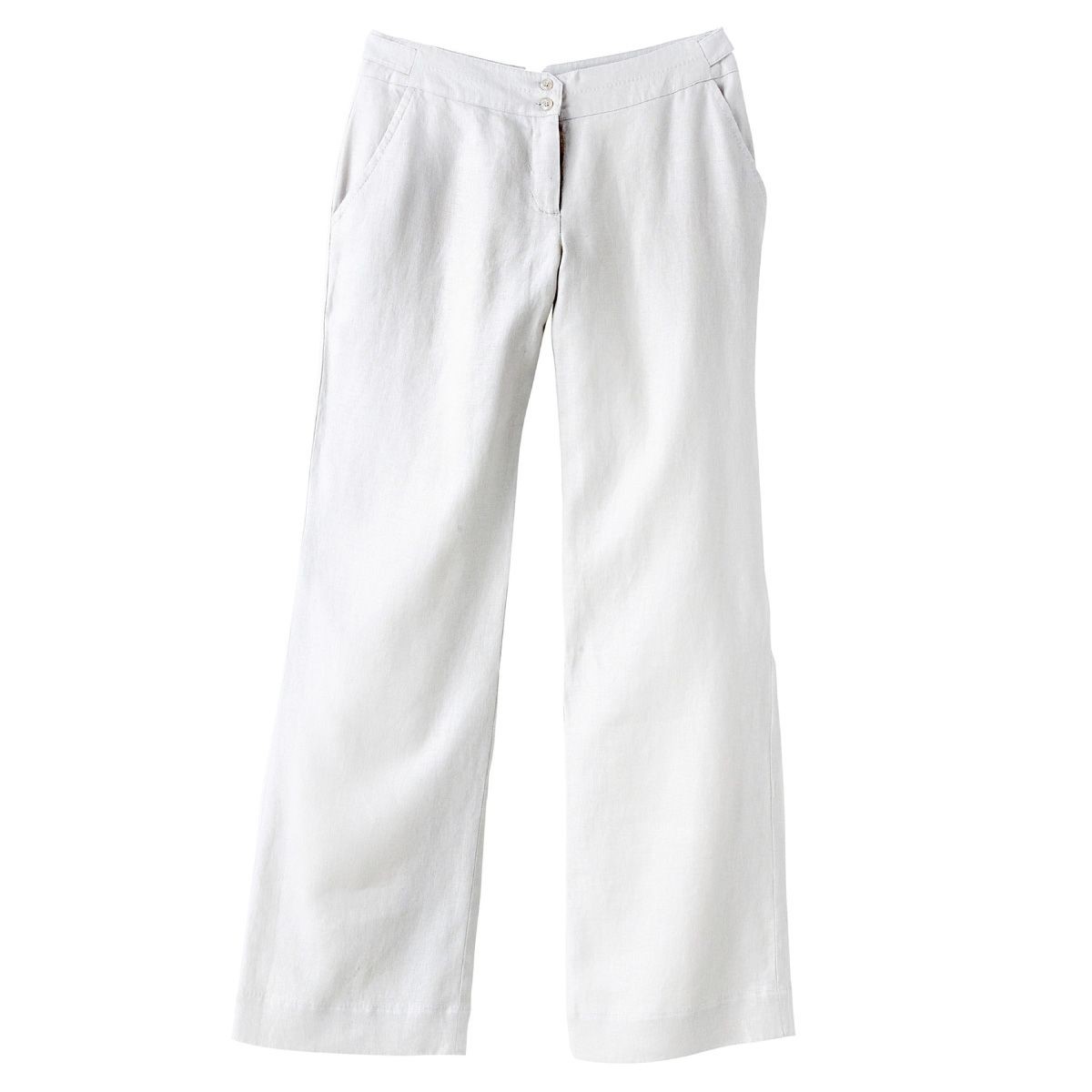 Width 100% linen trousers, low waist